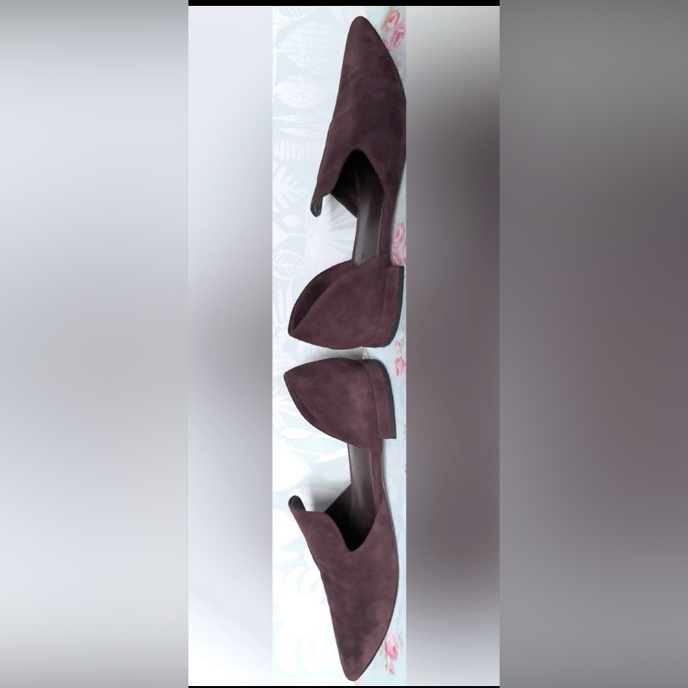 Vince Damris d'Orsay Suede Leather Flats Short Heels Pointed Toe Burgundy Size 5 - Picture 8 of 11